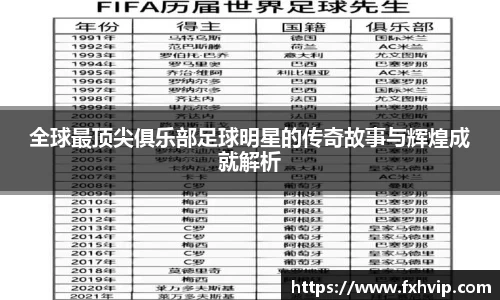 全球最顶尖俱乐部足球明星的传奇故事与辉煌成就解析